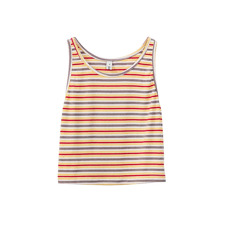 Emerald Meadow Striped Casual Cotton Womens Tank Top