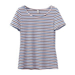 Golden Maple Stripes Casual Cotton Womens Top