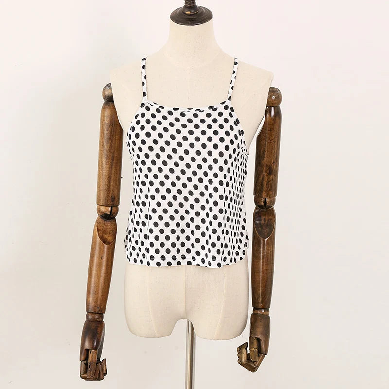 Azure Dew Dots Bohemian Summer Viscose Womens Tank Top
