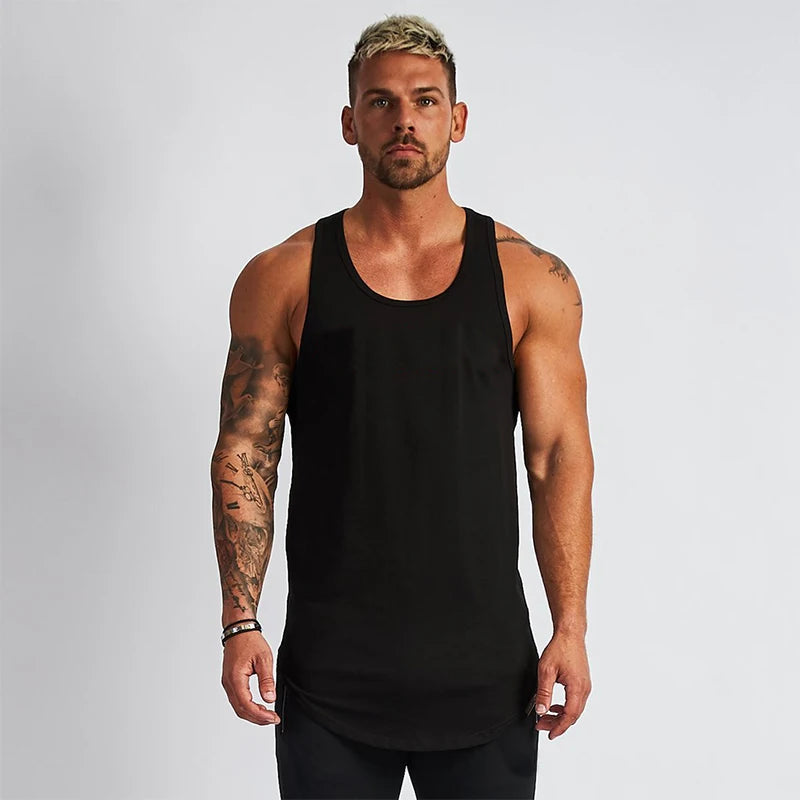 Evergreen Moss Cotton Mens Fitness Tank Top