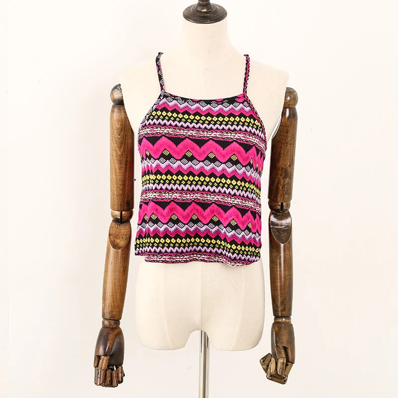 Azure Dew Dots Bohemian Summer Viscose Womens Tank Top