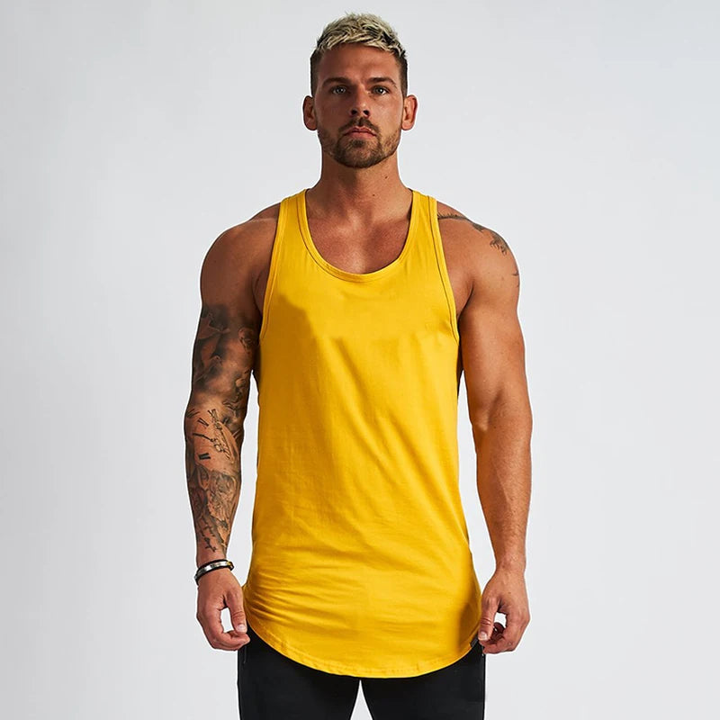Evergreen Moss Cotton Mens Fitness Tank Top