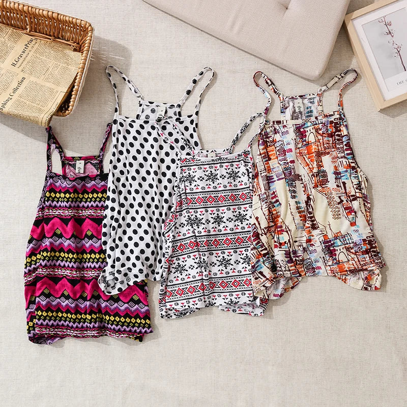 Azure Dew Dots Bohemian Summer Viscose Womens Tank Top