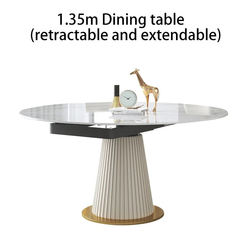 Ivory Meadow Rock Slab Round Dining Table | Hypoallergenic - Allergy Friendly - Naturally Free