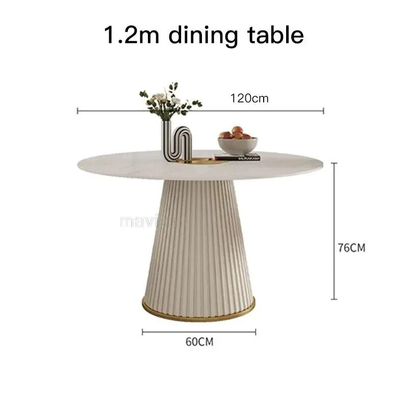 Ivory Meadow Rock Slab Round Dining Table | Hypoallergenic - Allergy Friendly - Naturally Free