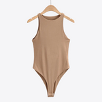 Mocha Cocoa Sleeveless Viscose Bodysuit | Hypoallergenic - Allergy Friendly - Naturally Free