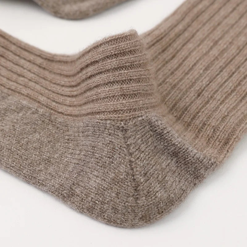 Mocha Cozy Ribbed Cashmere Socks | Hypoallergenic - Allergy Friendly - Naturally Free