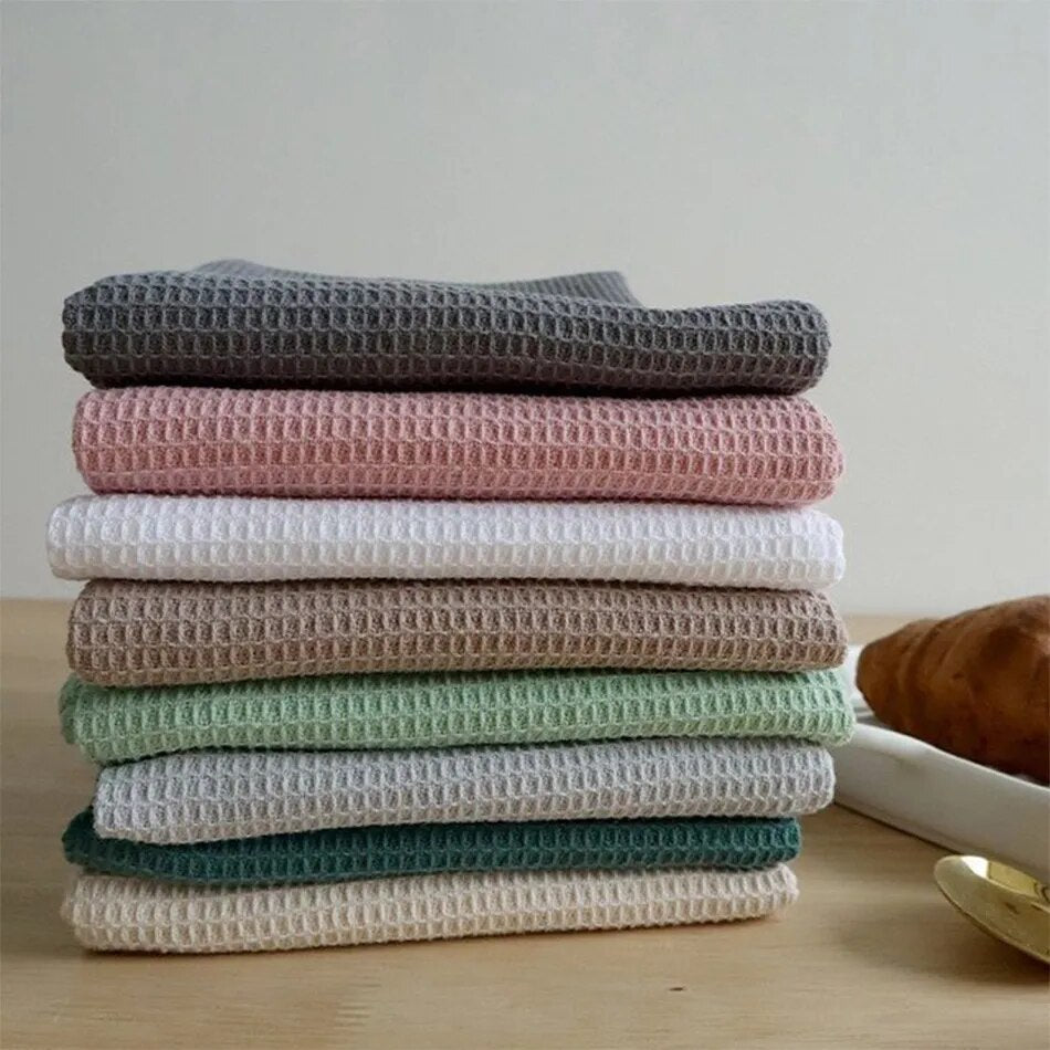Natural Pastels 2 Piece Waffle 100% Cotton Kitchen Towels | Hypoallergenic - Allergy Friendly - Naturally Free