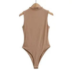 Neutral Hue Round Neck Slim Fit Sleeveless Cotton Bodysuit | Hypoallergenic - Allergy Friendly - Naturally Free