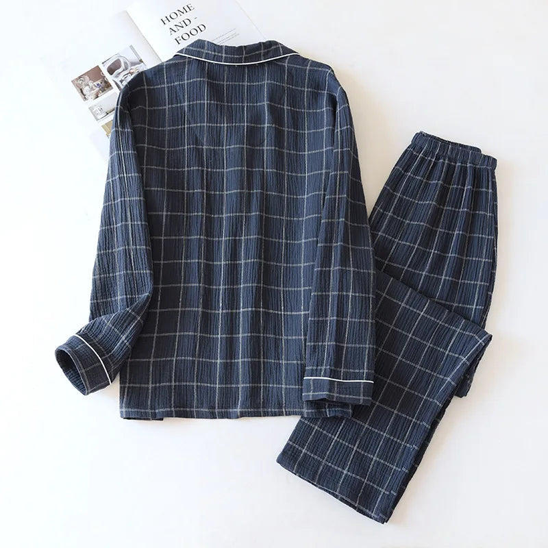 Ocean Breeze Plaid 100% Cotton Mens Pajamas | Hypoallergenic - Allergy Friendly - Naturally Free