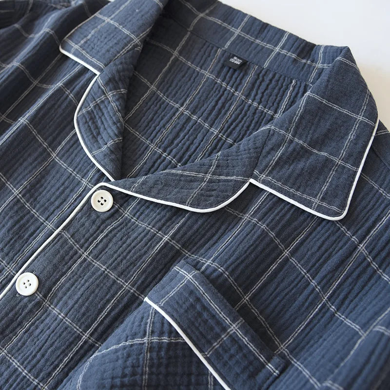 Ocean Breeze Plaid 100% Cotton Mens Pajamas | Hypoallergenic - Allergy Friendly - Naturally Free