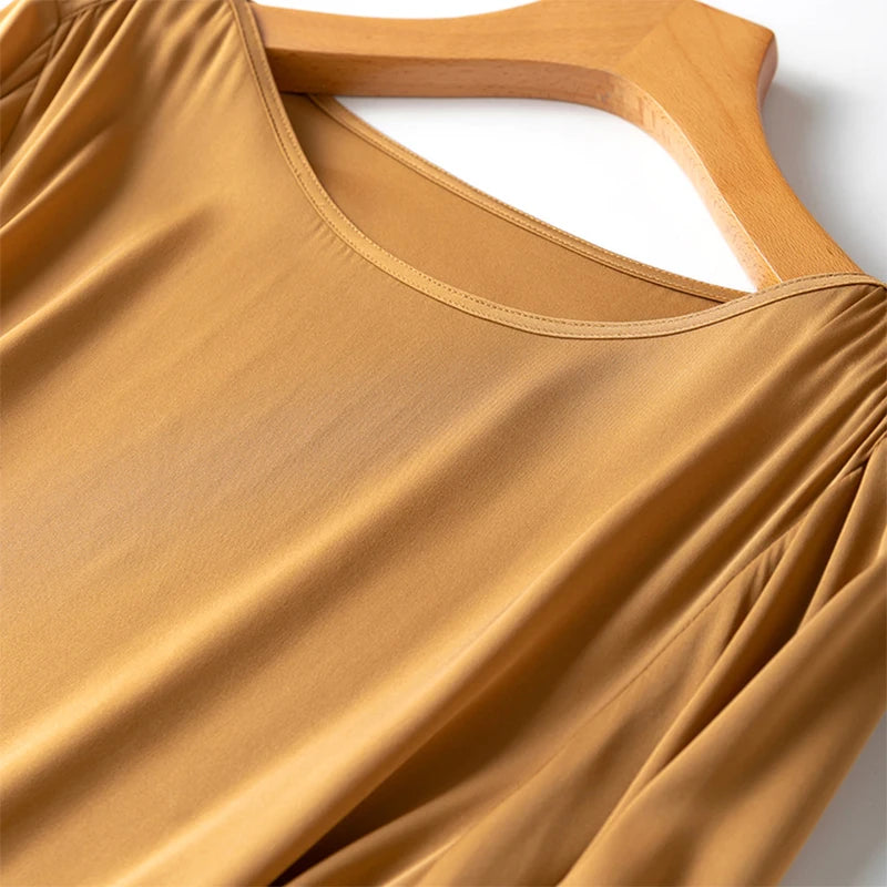 Peach Nectar Drawstring 19MM Mulberry Silk Dress | Hypoallergenic - Allergy Friendly - Naturally Free