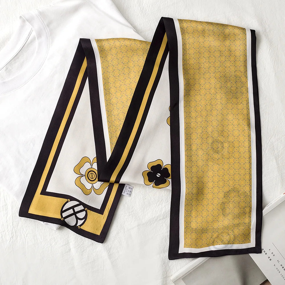 Pineapple Blossom 100% Mulberry Silk Womens Neck Scarf | Hypoallergenic - Allergy Friendly - Naturally Free