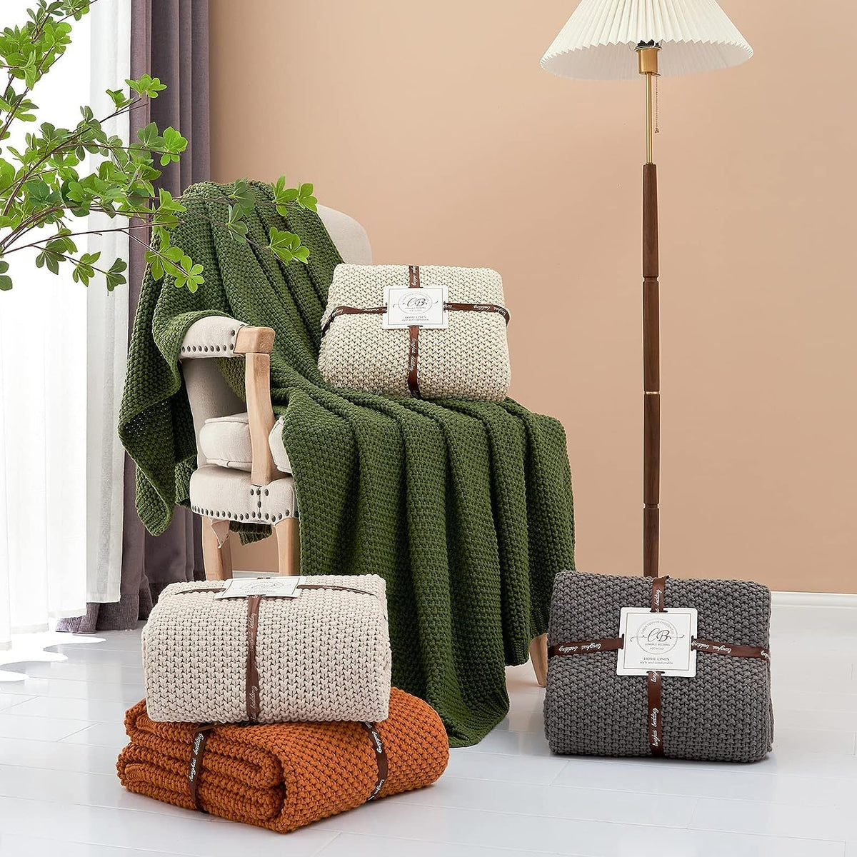 Pineapple Retreat Solid Organic Cotton Knit Throw Blanket | Hypoallergenic - Allergy Friendly - Naturally Free