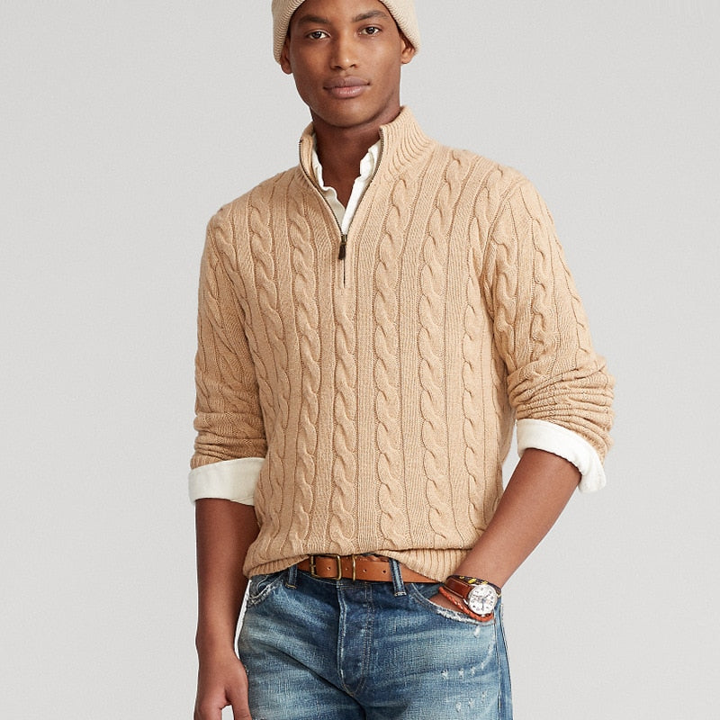 Riverside Coast Zipper Knit 100% Cotton Mens Sweater | Hypoallergenic - Allergy Friendly - Naturally Free