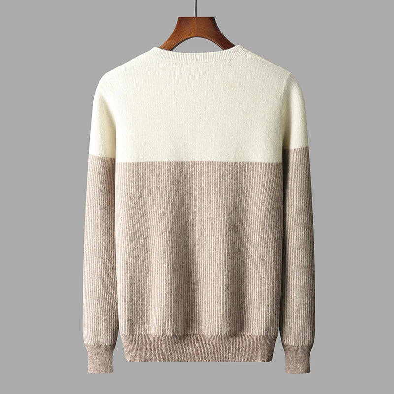Sandy Sky Stripes Casual Wool Mens Sweater