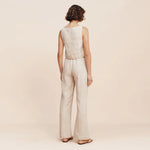 Natural Grain Square Neck Sleeveless 100% Linen Womens Crop Top