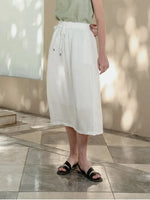 Dusky Coral Dots Casual Cotton Linen Womens Skirt