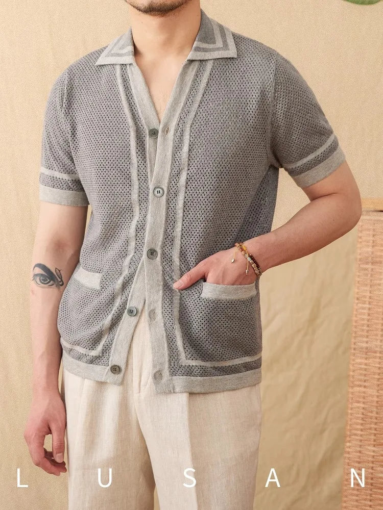 Golden Meadow Cotton Mens Cardigan