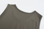Olive Green Sleeveless Basic Cotton Mens Activewear Tank