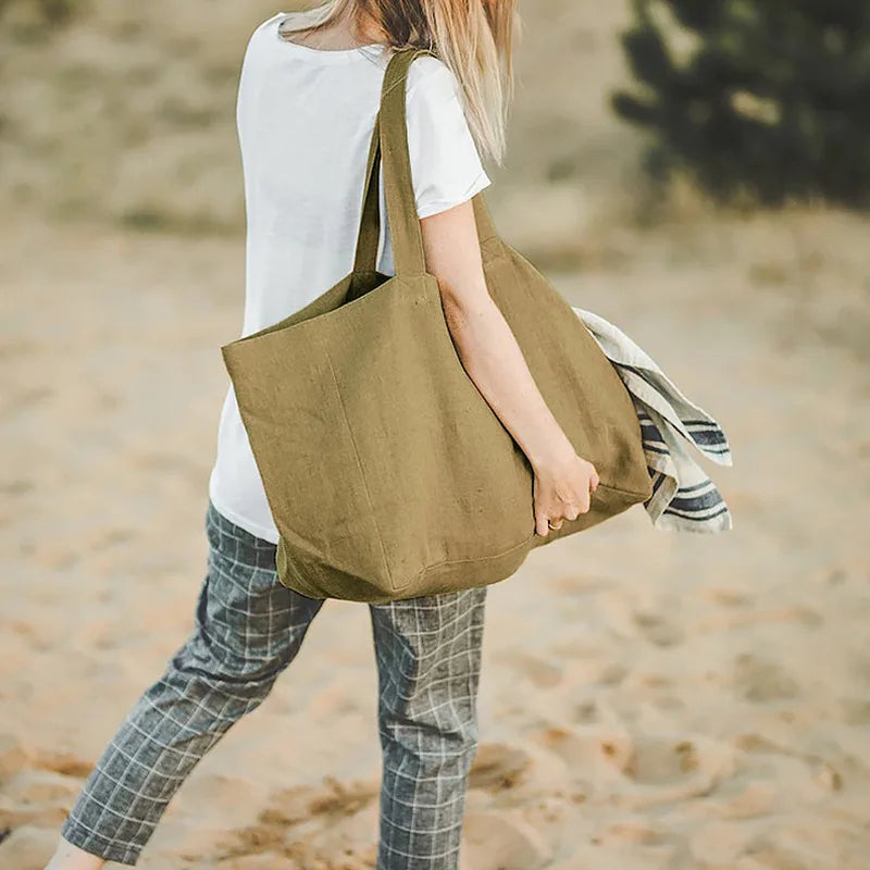 Natural Grain Casual Linen Womens Handbag