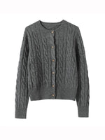 Wool Cable Knit Cardigan Women Sweater