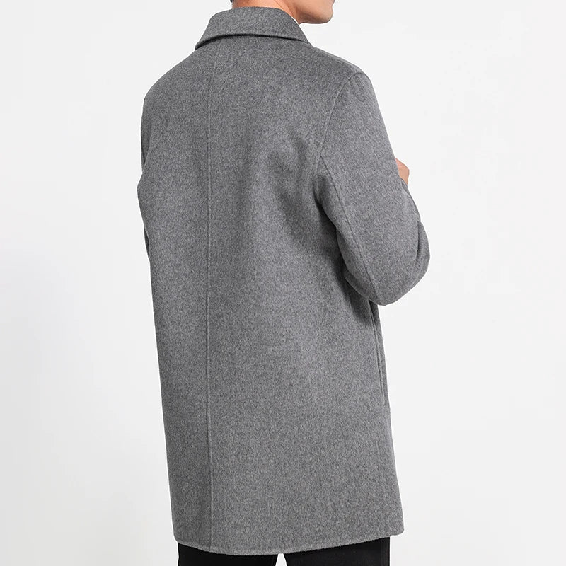 Frosty Timber Minimalist Wool Mens Coat