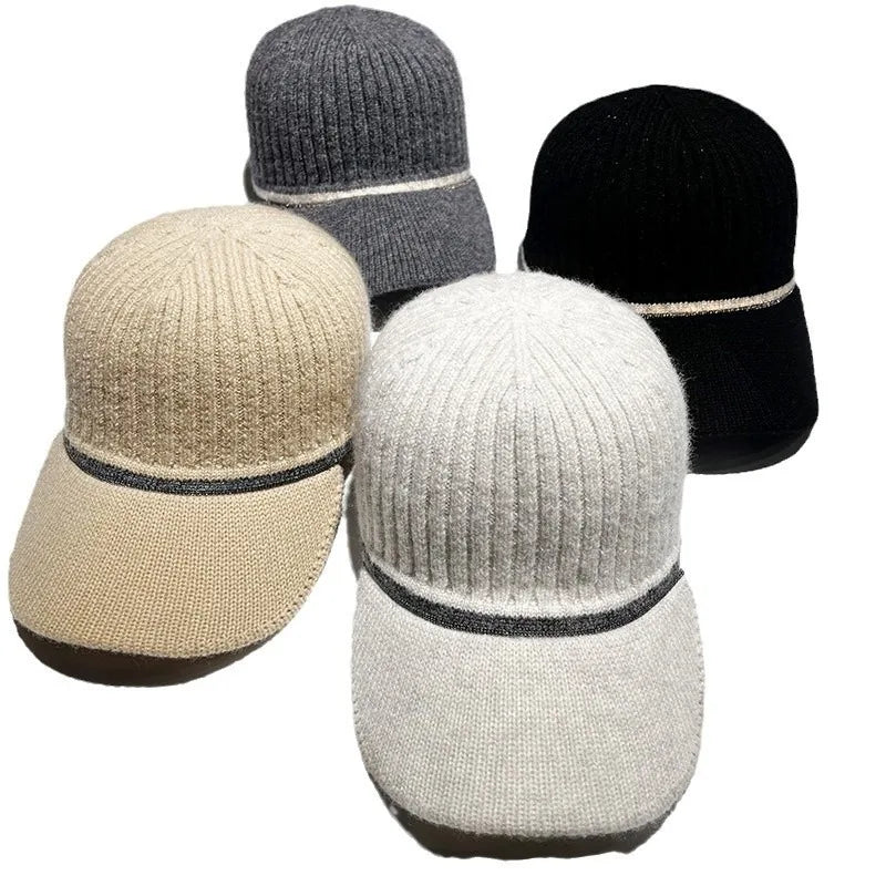 Embellished Wool Baseball Caps Women Men Knitted Hat