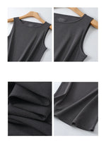 Women Tank Top Ribbed Cotton Boat Neck Sleeveless Top Essentials M-XL