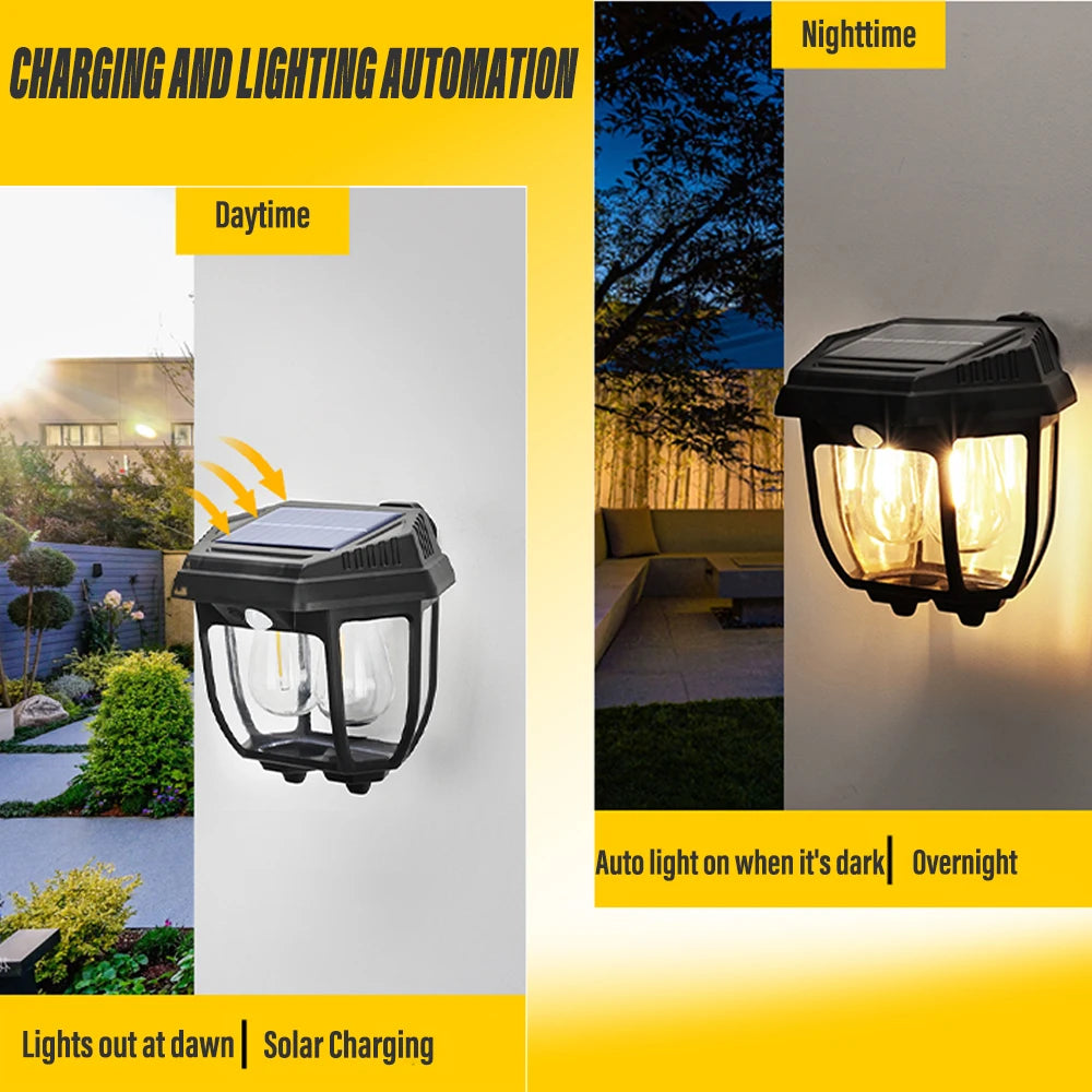Energy Savers Decorative Wall LED Solar Powered Garden Lamp with Body Sensor