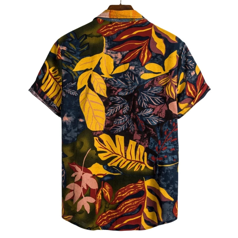Sunset Coral Cotton Mens Beach Shirt