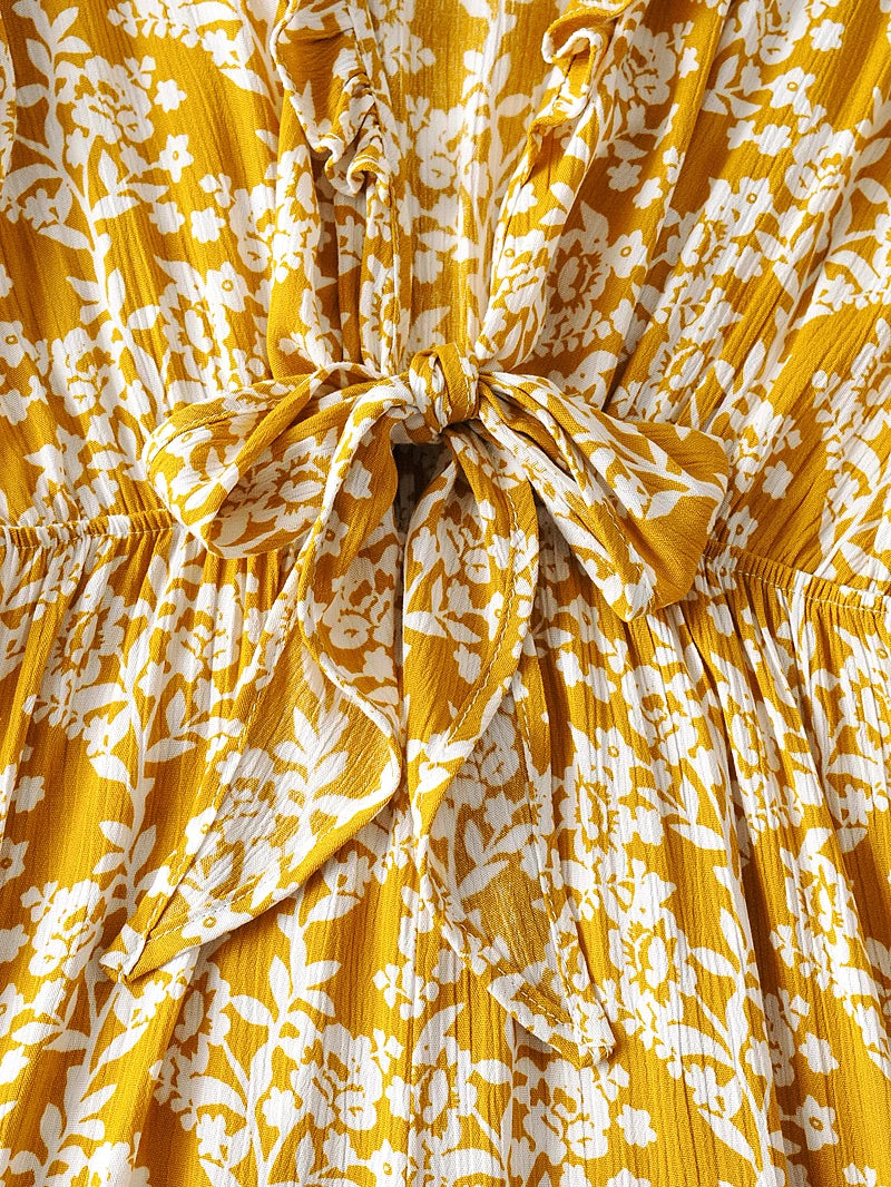 Pineapple Floral Cotton Viscose Womens Jumpsuit