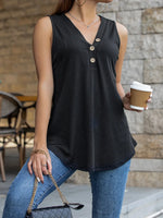 Midnight Cinder V-Neck Sleeveless Viscose Womens Blouse