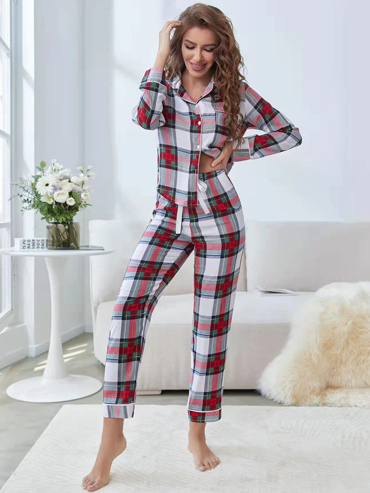 Serene Scarlet Plaid Womens Pajamas