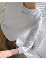 Essential Pima Cotton T Shirts Long Sleeve Women Crew Neck Top Tees S,M,L