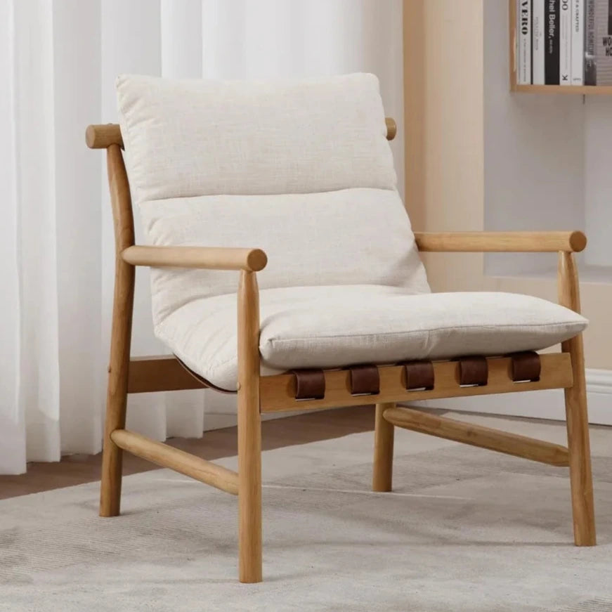 Rustic Twilight 2Pcs Mid Century Modern Linen Wood Chairs