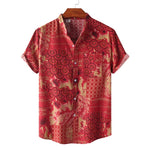 Crimson Ocean Floral Cotton Mens Shirt
