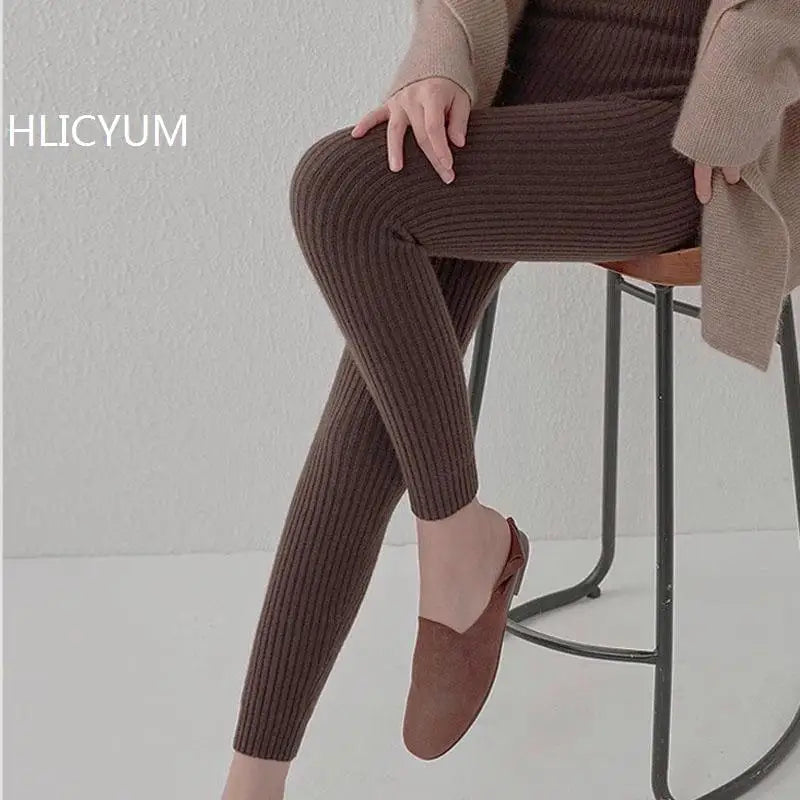 Cloudberry Mist Knit Wool Cashmere Womens Leggings