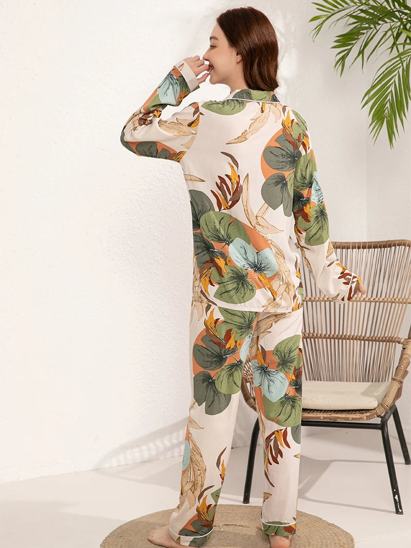 Gentle Sky Floral Lounge Viscose Womens Pajamas