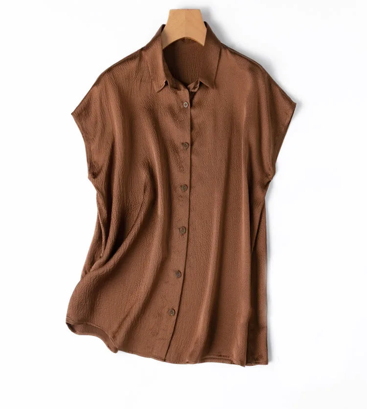 Pearl Dusk Office 100% Silk Womens Blouse