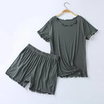 Lime Forest Solid Shorts Viscose Womens Pajama Set