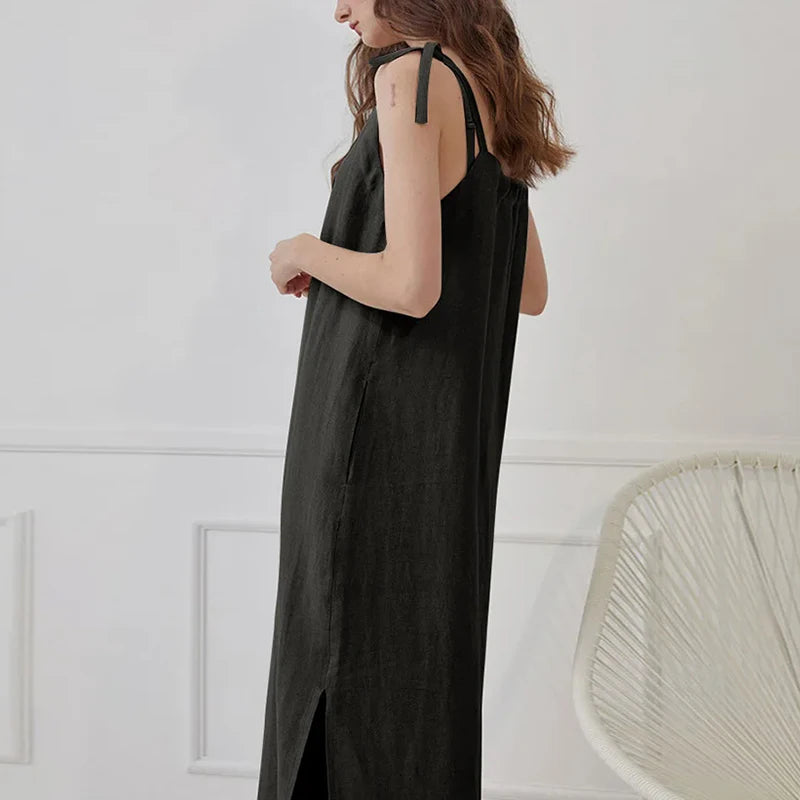 Midnight Meadow 100% Linen Womens Dress