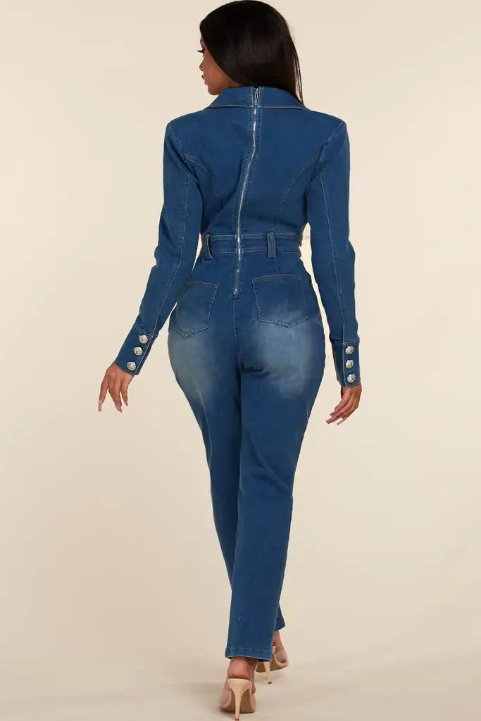 Azure Waterfalls Denim Womens Jumpsuit