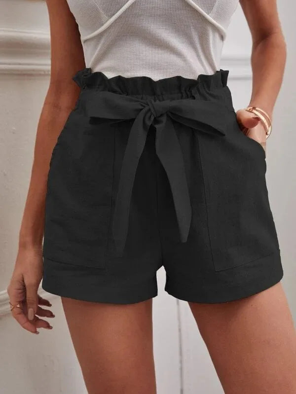 Midnight Soir Cotton Linen Womens Shorts
