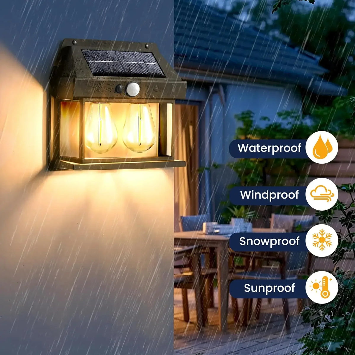 Energy Savers Outdoor Waterproof Wall Motion Sensor Solar Powered Garden Light