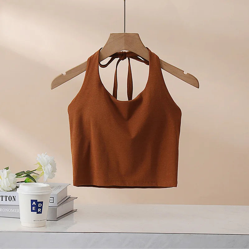 Autumn Vibes Cotton Viscose Womens Halter Top