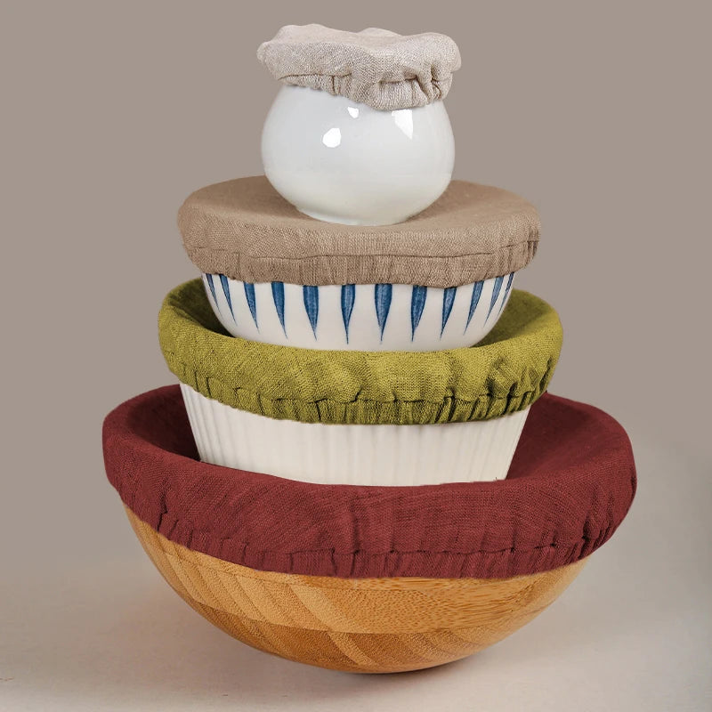 Sage Wood 4Pcs 100% Linen Bowl Cover