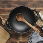 Azure Mist Untreated Cast Iron Wok Frying Pan