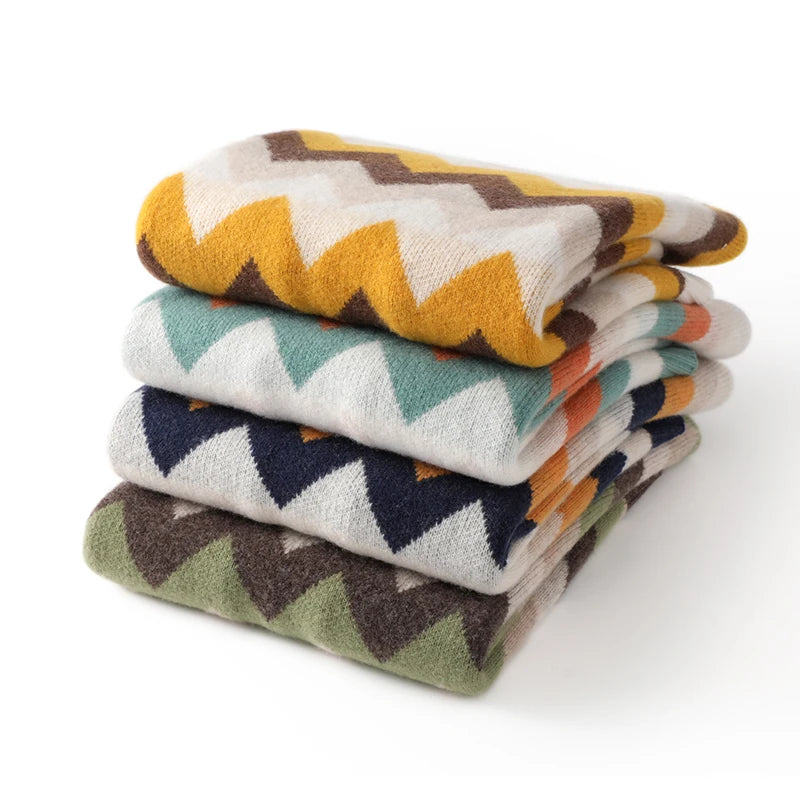 Crimson Sunset Abstract Casual Wool Men Sweater