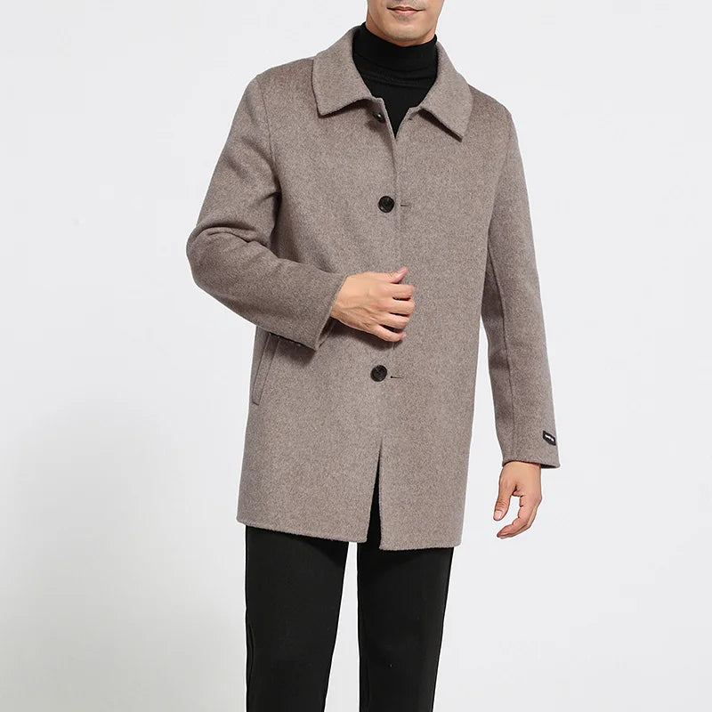 Frosty Timber Minimalist Wool Mens Coat